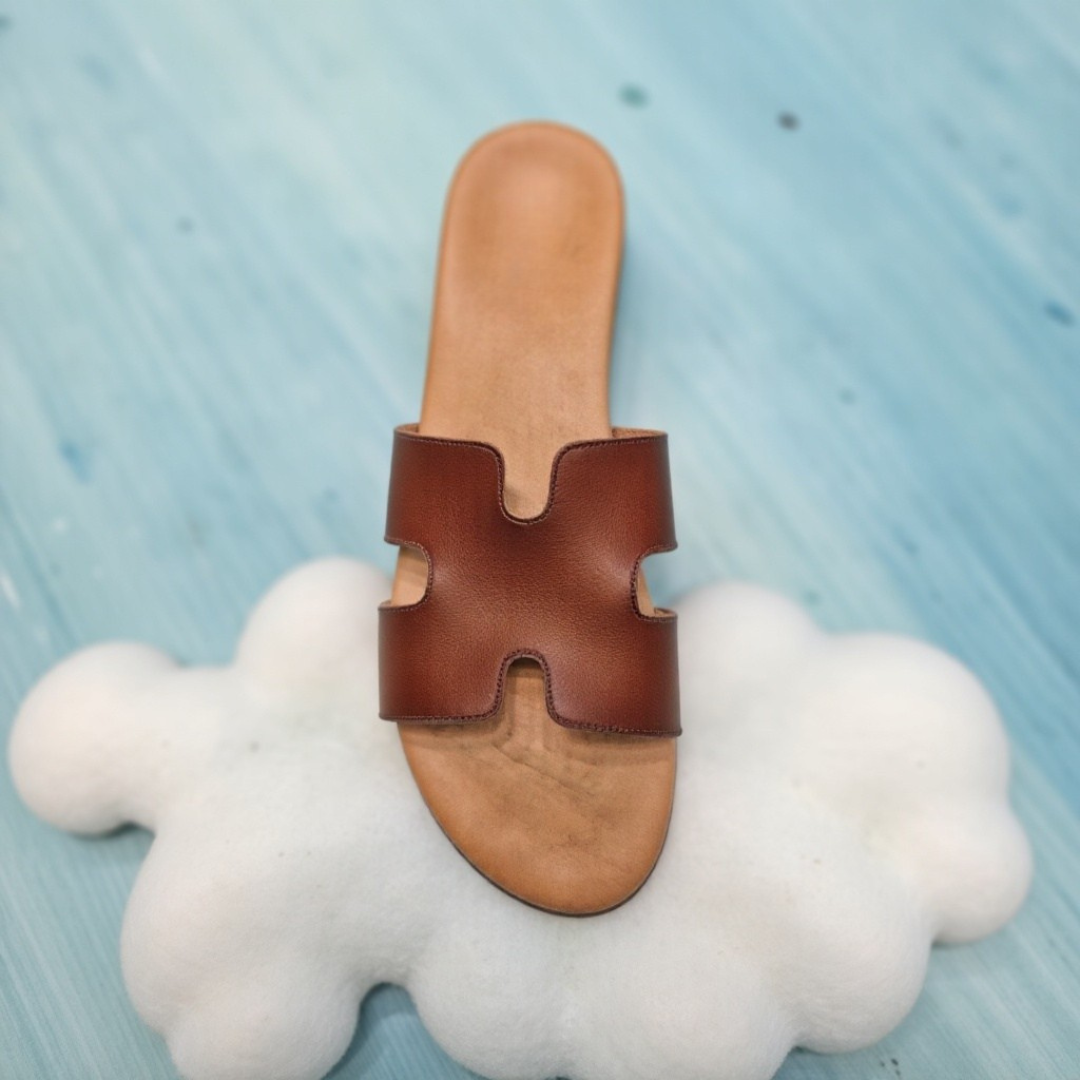 Women's Leather Slide Sandals
