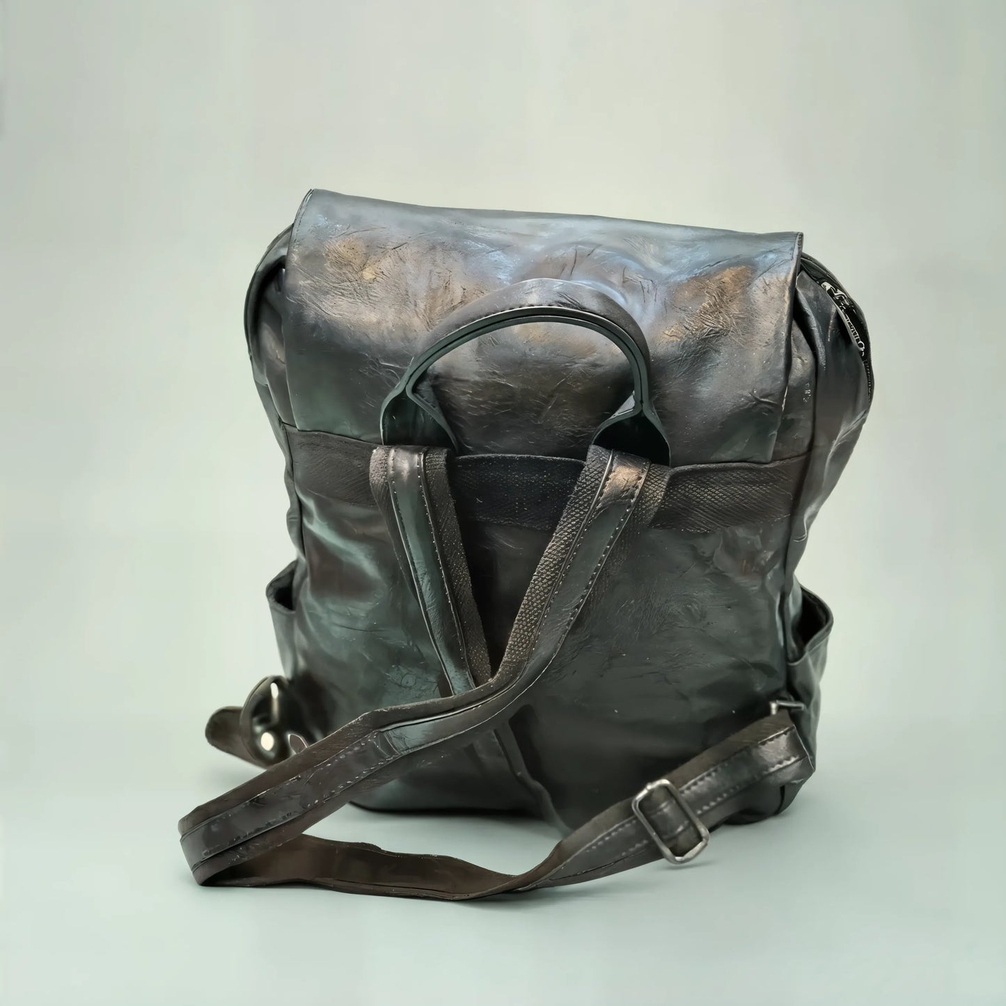 Leather Vintage Backpack – Charcoal Black