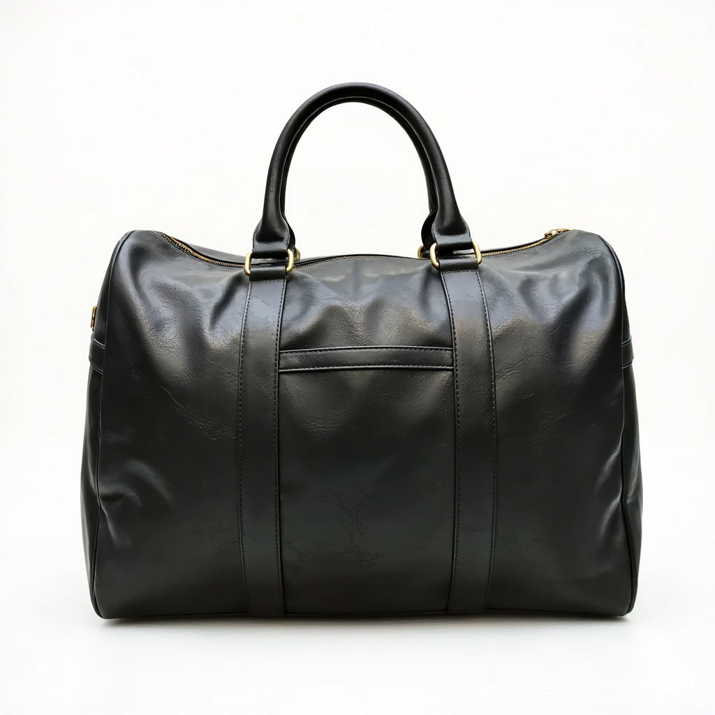 Leather Weekender Duffel Bag – Charcoal Black