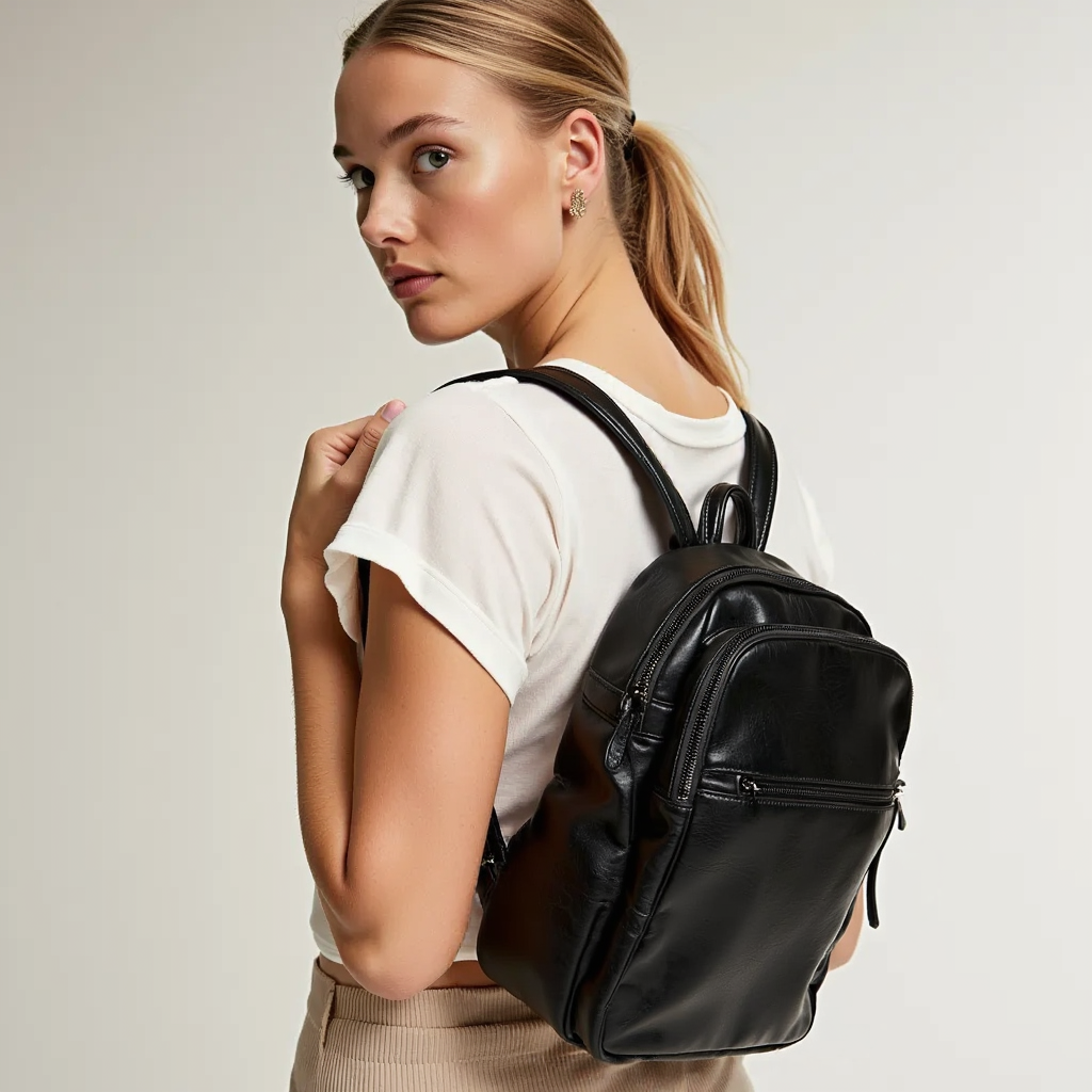 Leather Backpack – Classic Midnight Black (Unisex)